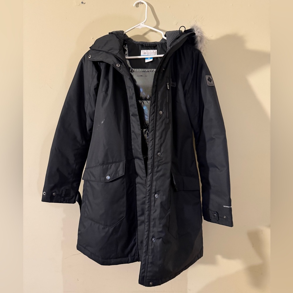 Columbia Black Hooded Ski Jacket